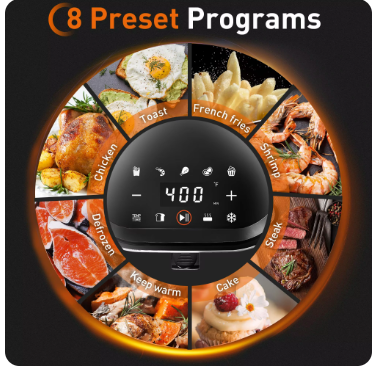 JOYOUNG Air Fryer with Digital LED Touch Screen,8 Automatic Programmes,Air Fryer 4.5 L,Oilless Cooker Preheating and Keeping Warm