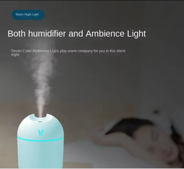 250ML Mini Aromatherapy Humidifier and Diffuser for Home with Romantic Lighting – USB Essential Oil Diffuser and Car Purifier